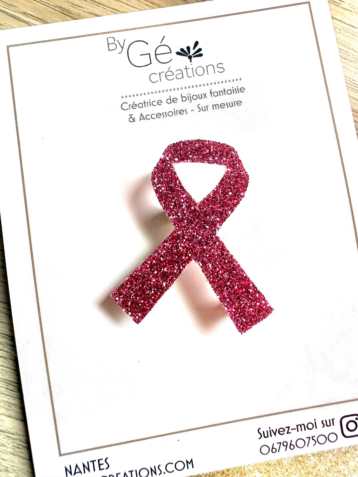 Broche Ruban Rose *