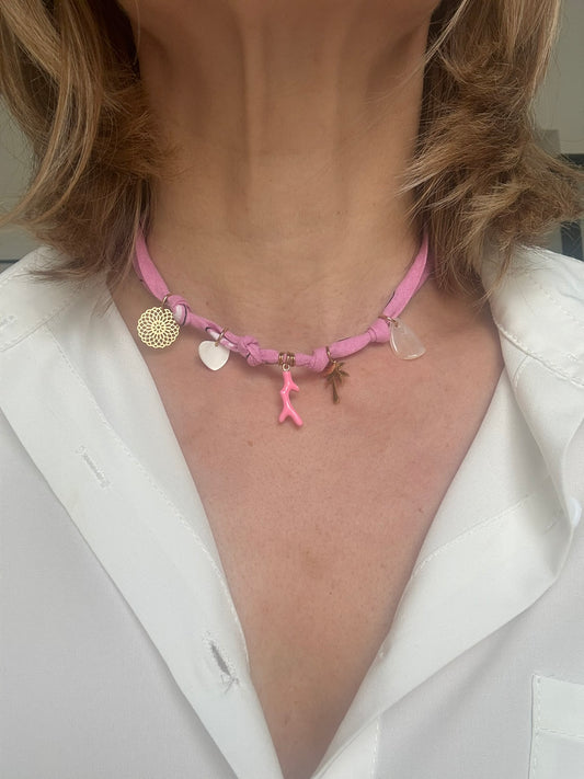 Collier Bandana Rose Corail