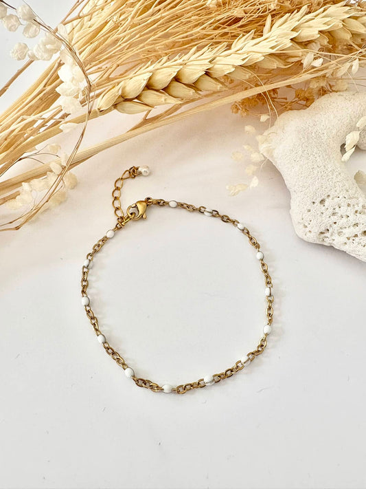 Bracelet Chaine Perlée Blanc*