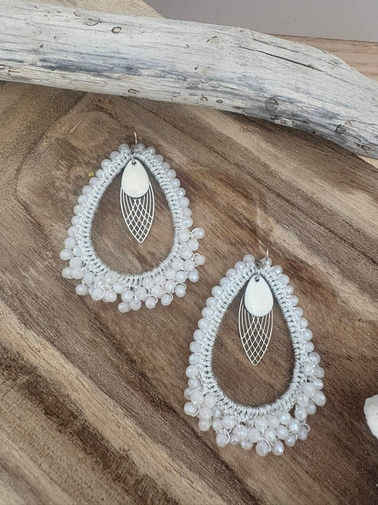Boucle "CHIC" Goutte Perlée Blanc*
