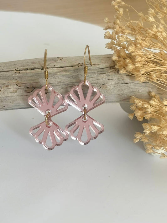 Boucle Double Miroir Coquille Rose Poudré*
