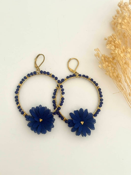 Boucle Créole Florale Bleu*