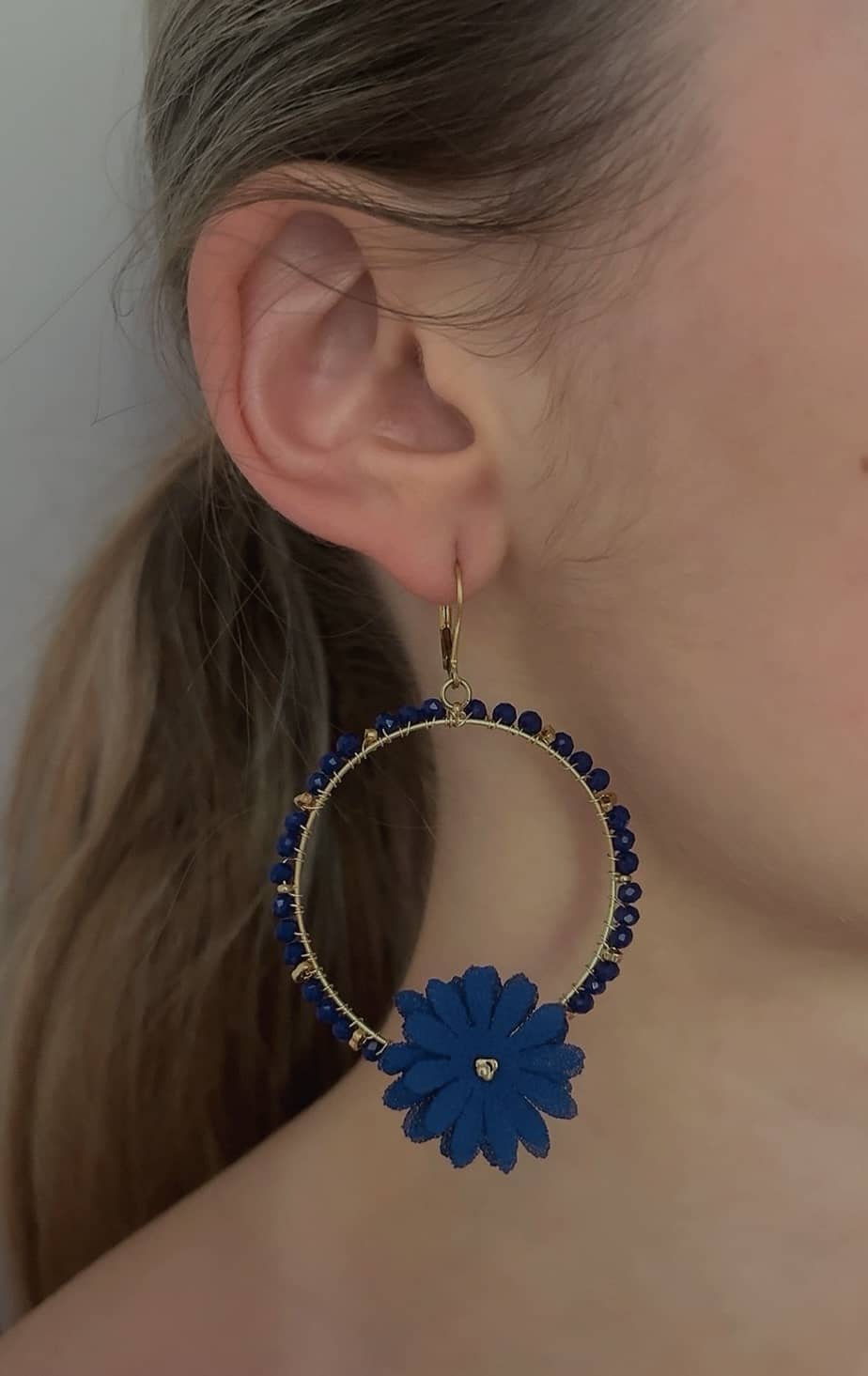 Boucle Créole Florale Bleu*