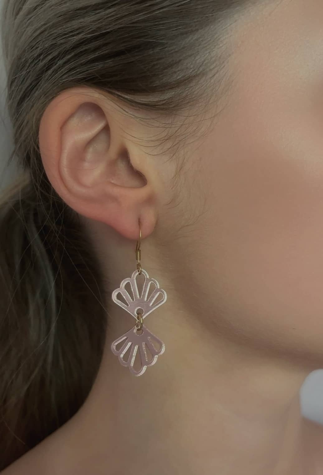 Boucle Double Miroir Coquille Rose Poudré*