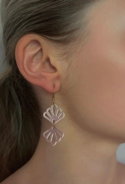 Boucle Double Miroir Coquille Rose Poudré*