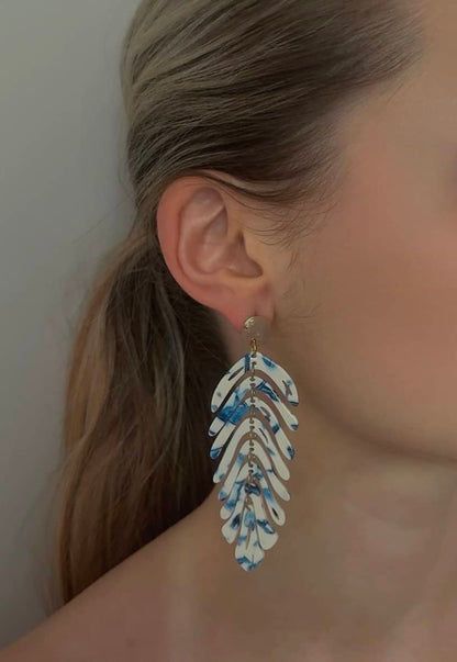 Boucle "Feuille 7" Bleu Crème*