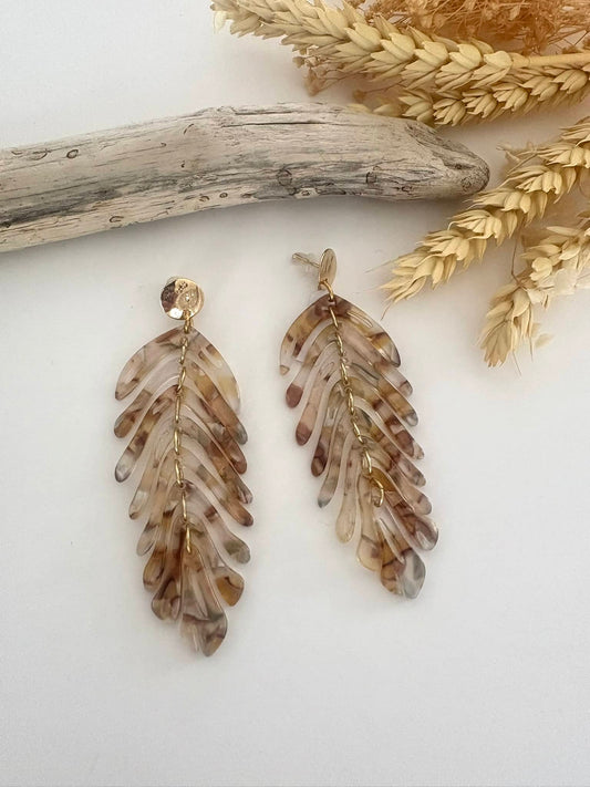 Boucle "Feuille 7" beige crystal*