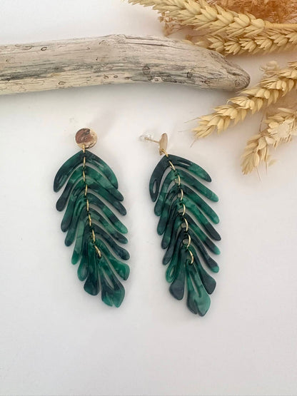 Boucle "Feuille 7" vert sapin*