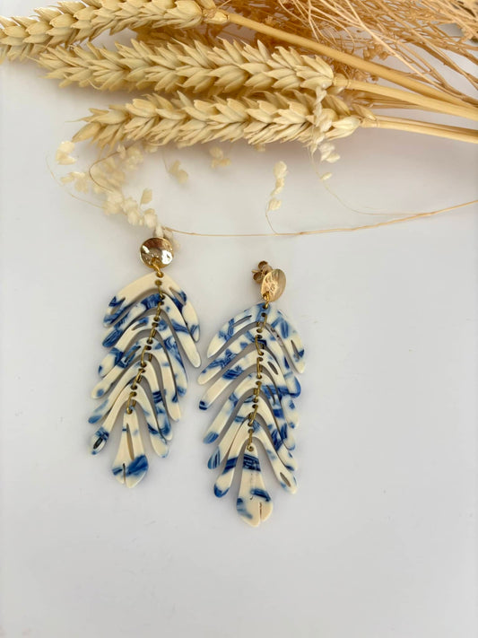 Boucle "Feuille 7" Bleu Crème*