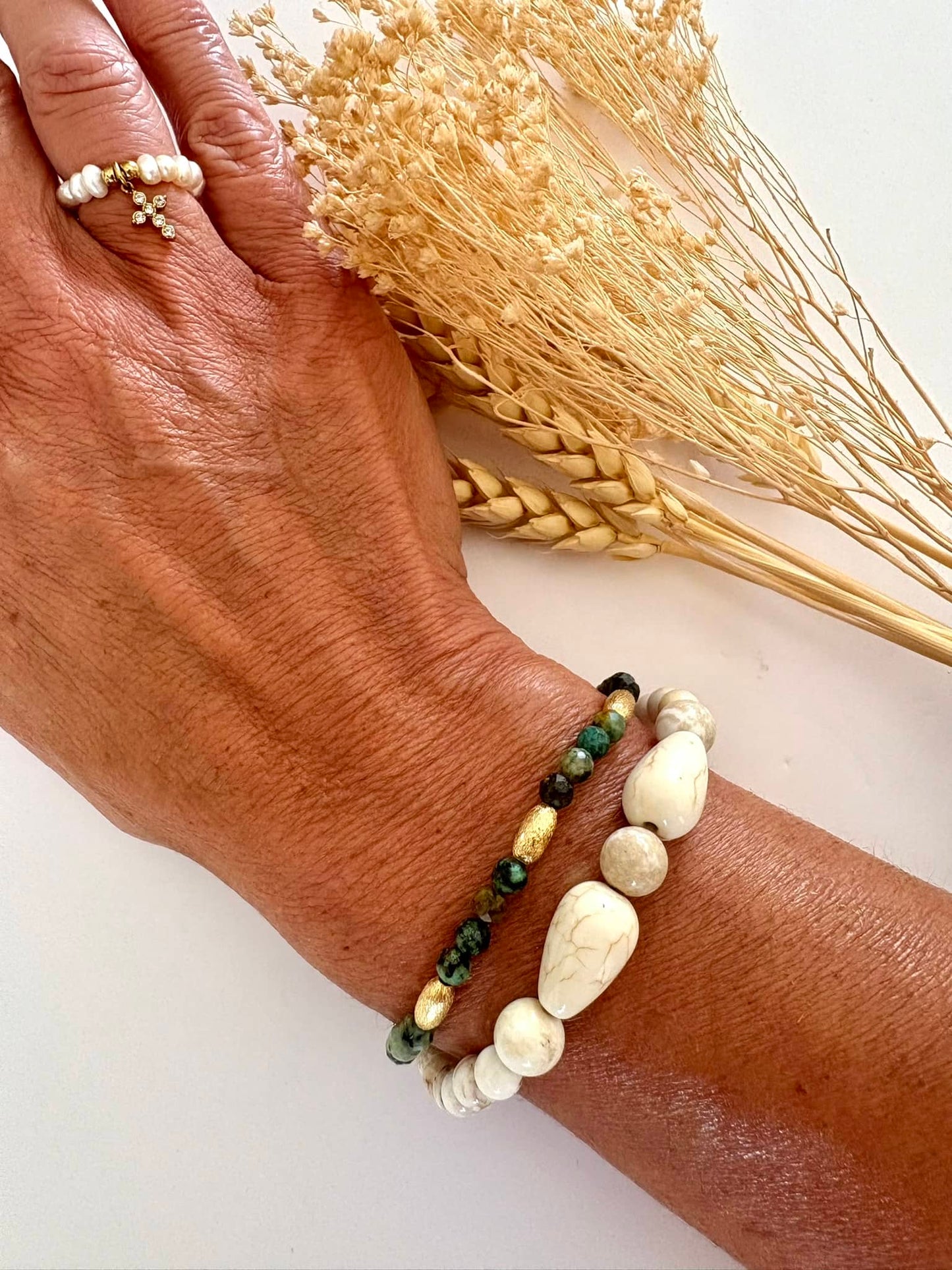 Bracelet "Magnesite Duo  " Crème*