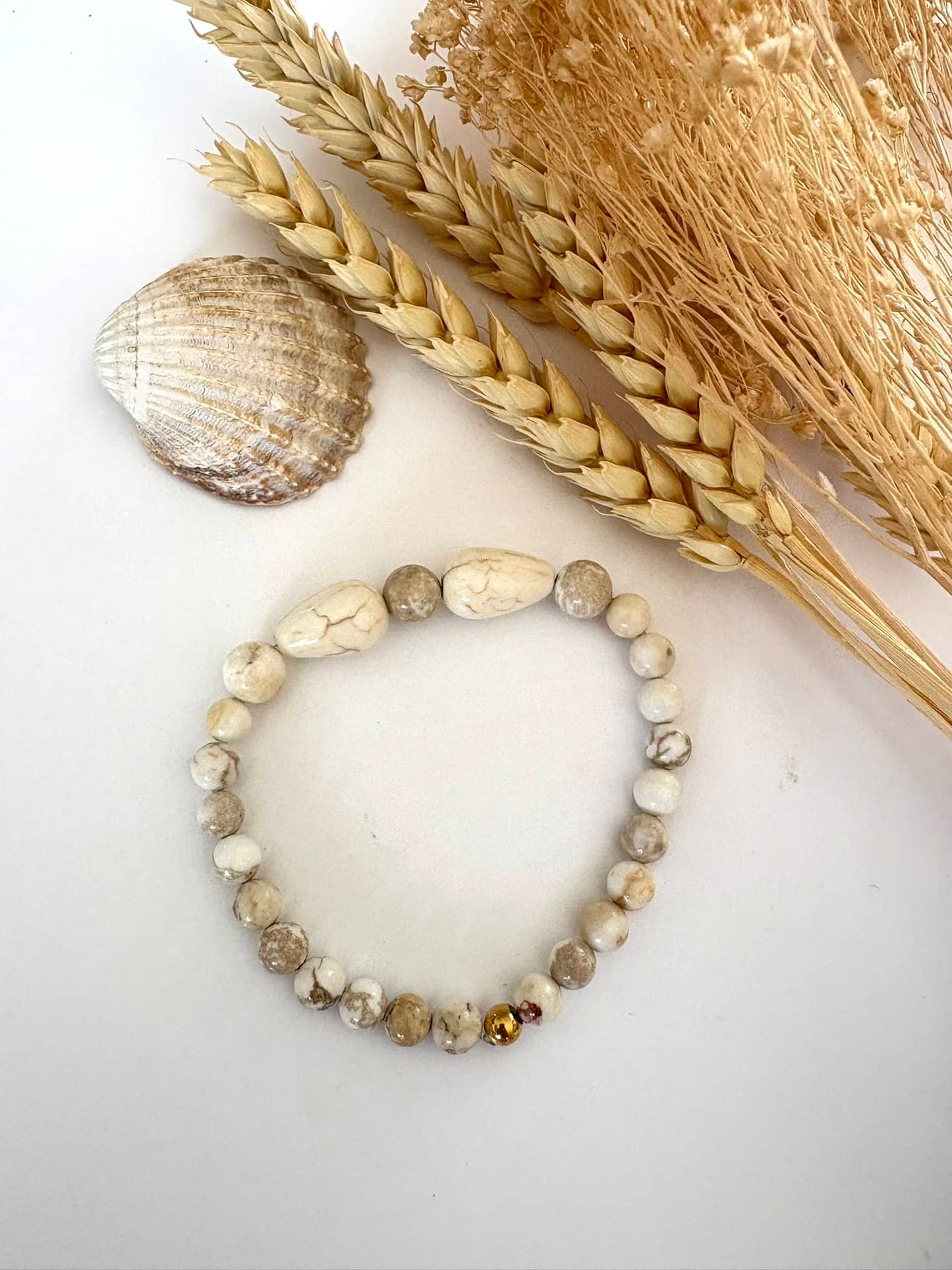 Bracelet "Magnesite Duo  " Crème*