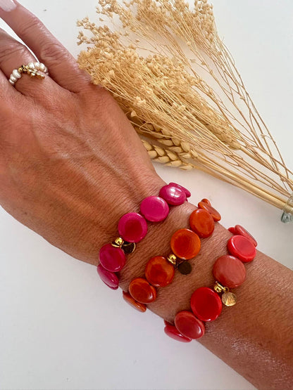 Bracelet "Tagua " rouge orangé*