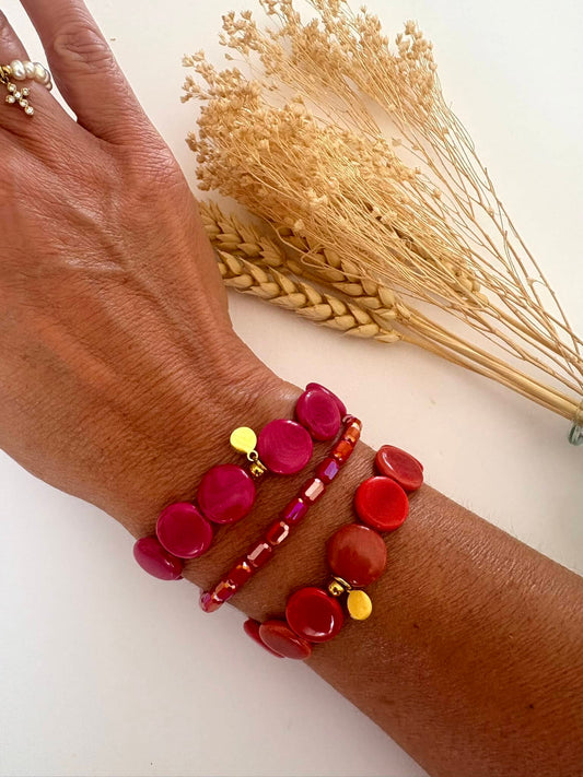 Bracelet "Tagua " rouge terracotta*