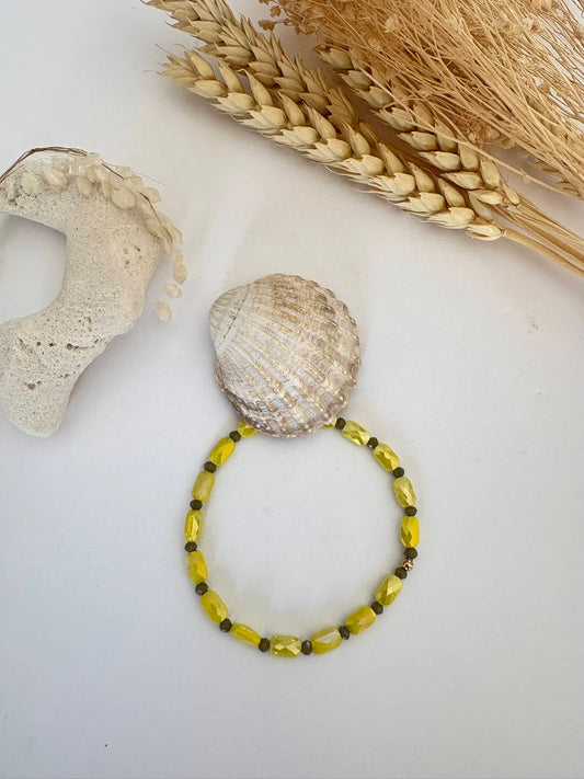 Bracelet "perles verre " jaune*