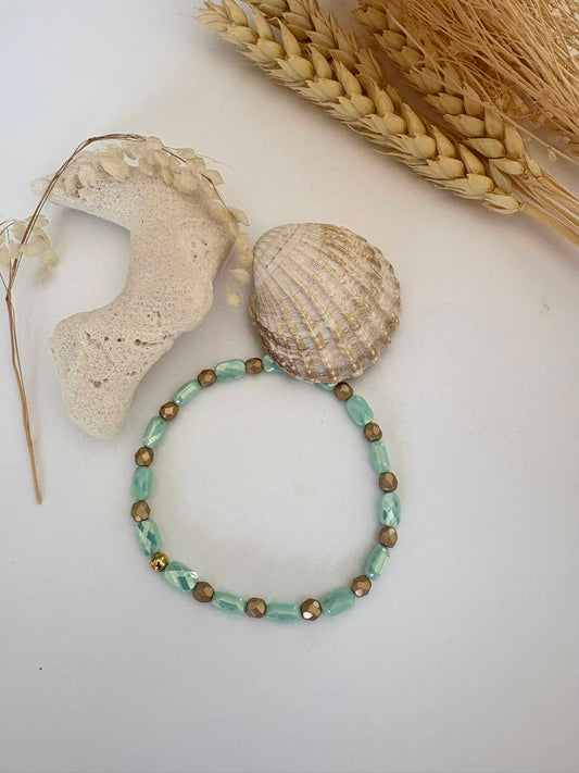 Bracelet "perles verre " aqua*