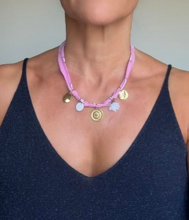 Collier Bandana Rose Coquillage*