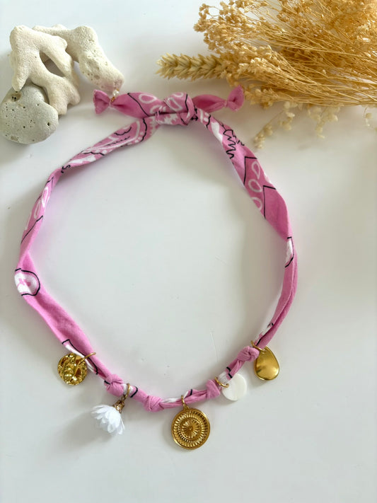 Collier Bandana Rose Coquillage*