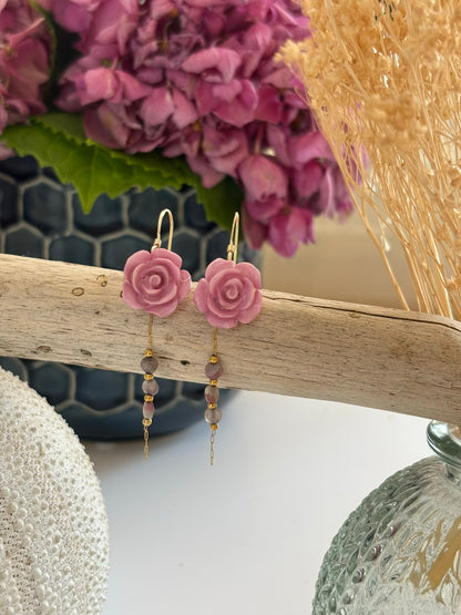 Boucles "Rose violine"