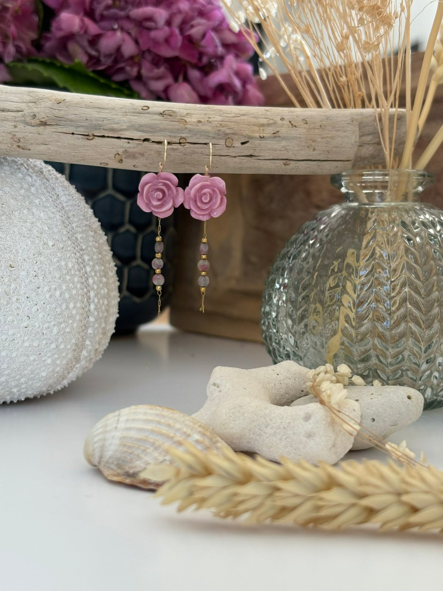 Boucles "Rose violine"