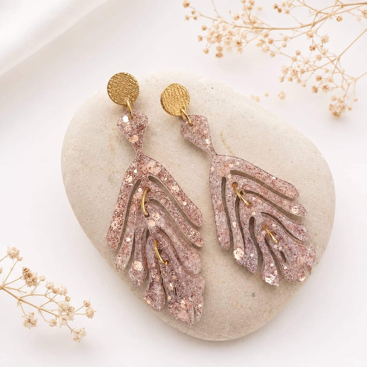 BO "Feuille 5 " Paillette beige rosé